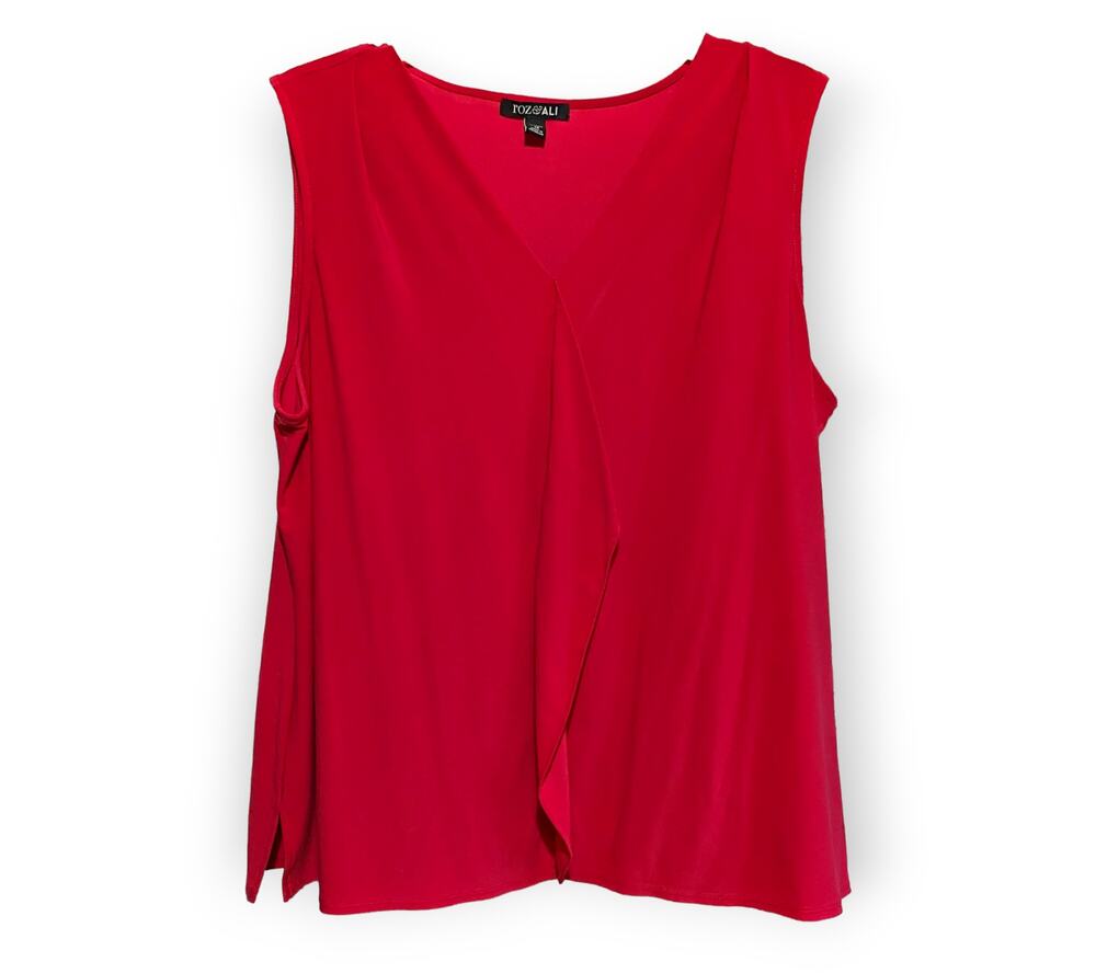 Roz & Ali Woman Fuchsia Pink V Neck Sleeveless Casual Dress Blouse Top 1X